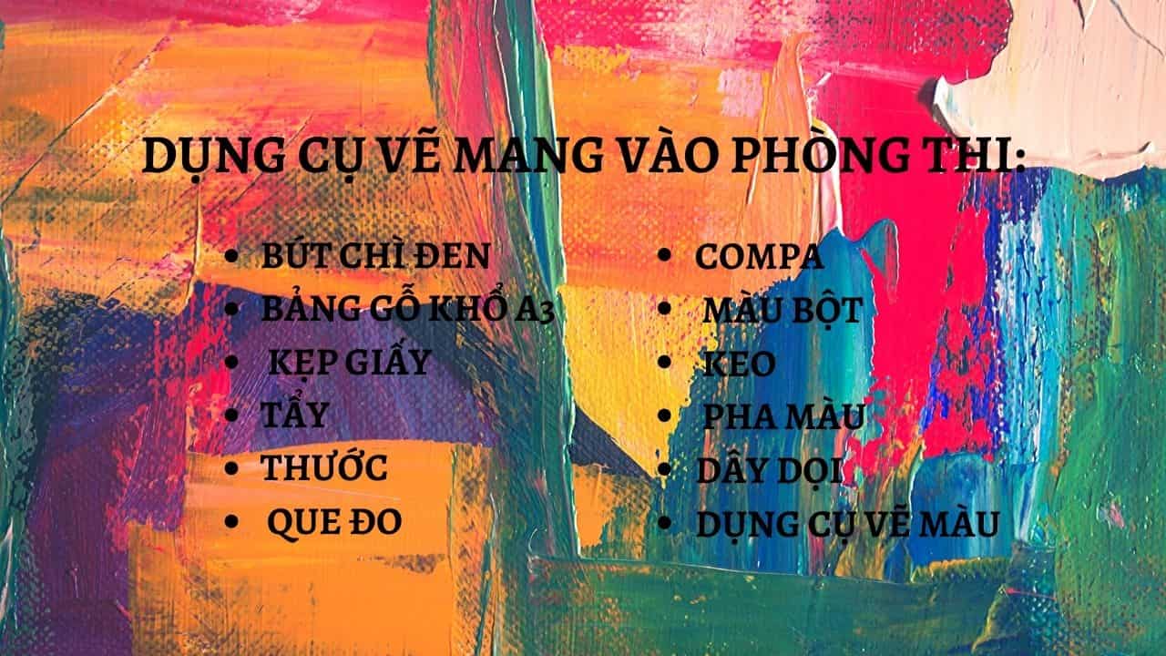 LUYỆN THI MÔN VẼ TRANG TRÍ MÀU 15 Các dụng cụ vẽ mang vào phòng thi